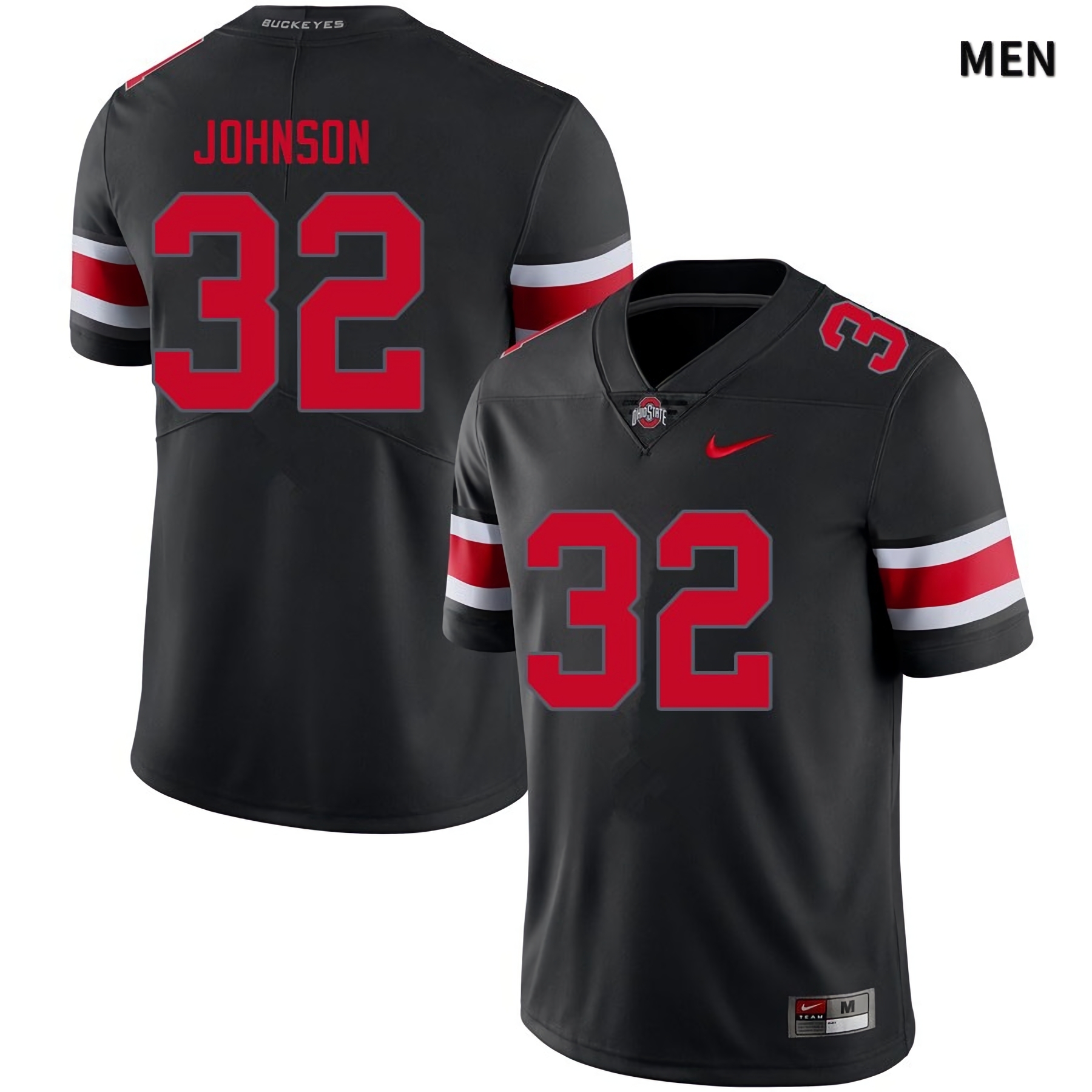 Jakailin Johnson Ohio State Buckeyes Men's NCAA #32 Black Red Number College Stitched Football Jersey ZFR4556NY